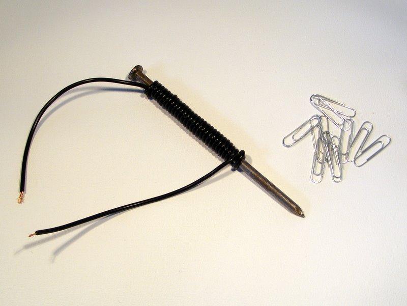 10. Electro Magnet Using a nail and a coil of wire you can make your own electro-magnet. Use it to pick up paper clips!