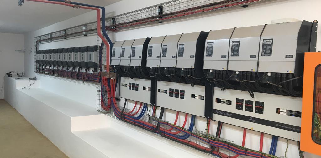 Up to 9 inverters of the Xtender Series can be combined together for up to