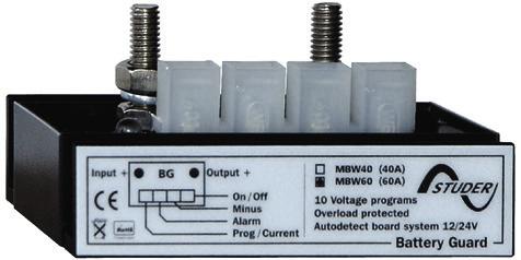 current Operating voltage range (Vdc) MBW 40 40 A 6-35 Vdc MBW 60 60 A 6-35 Vdc MBW 200 200 A 8-32 Vdc Complete technical specifications on page 42 Applications Battery monitoring Optional
