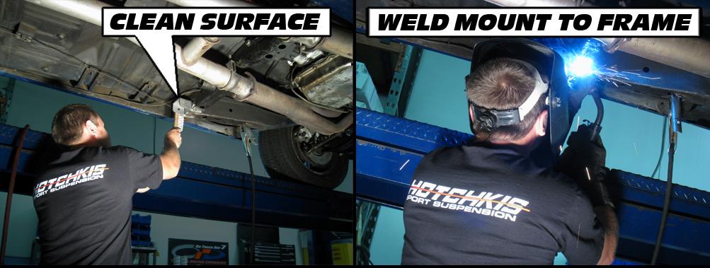 4. Weld in the Subframe Connector Before welding, be sure that all of the surfaces that you will be welding is clean.