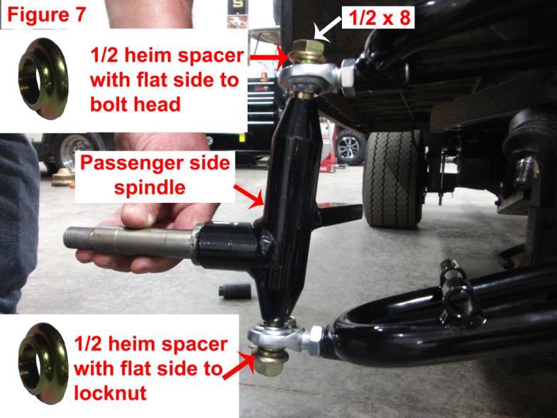 Install the black metric washers to the rear side of the front mount and the front side of the rear mount on both the driver and passenger side a- arm as shown in FIGURE 5. Securely tighten. 11.