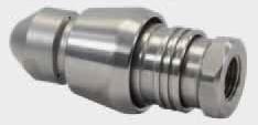 Nozzle drilling as stepped bore for best protection against mechanical impact. Hardened stainless steel. Max.