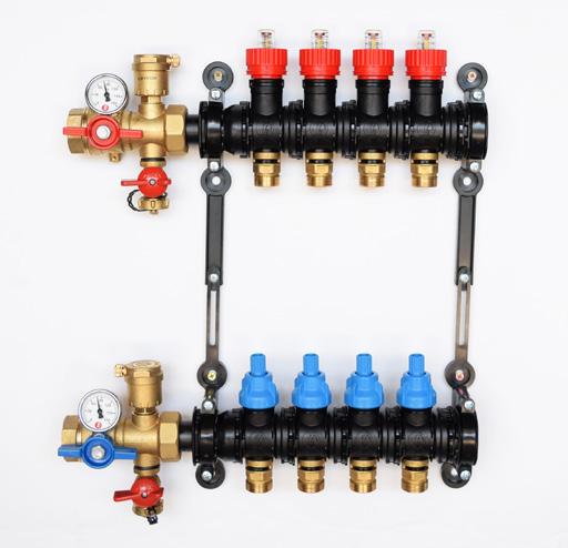 The manifold may be mounted in any orientation: vertical, horizontal, or even inverted; the only exception being that the header with the flow gauges must always be the supply header; receiving flow
