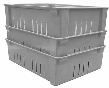 Wash Boxes A Stackable containers are impervious to washing chemicals and may be used continuously at operating temperatures to 250 F and intermittently to 300 F Each container handles up to 150