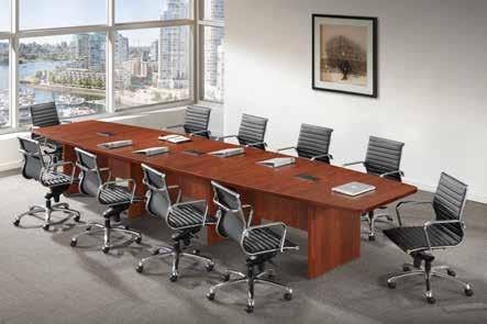 PL Laminate Conference t a b l e s + p r e s e n t a t i o n A. Racetrack Conference Table shown in Espresso. PL13816G $1754. See page 73 for Pace Mid Ba