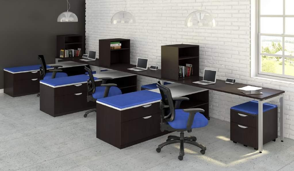 See page 69 for Drone CoolMesh Executive Mid Back seating 4+ Person Workstation Shown: PLT-3072(4), PL-1044OH(4), PLT-LP-HS20(4),