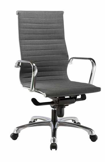 SEATING Executive Jazz III High Back Knee Tilt with Arms Model No. 10811KT $499 Available in Slate or Taupe Fabric on Chrome Frame.