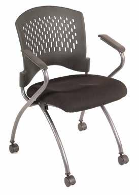 SEATING Guest Nesting ANSI & BIFMA COMPLIANT Choir Nesting Chair with Arms Model No. 7794TNS/94 $364 Available with Black Mesh Back with Fabric or Vinyl Seat on Titanium Frame.