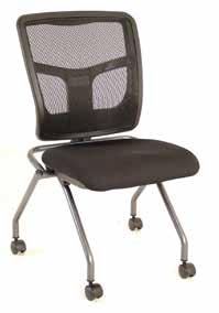 STRETCH FABRIC Mesh Nesting Chair with Arms Model No. 7794NS/94 $334 Available with Black Mesh Back with Fabric or Vinyl Seat on Black Frame. Must specify seat color number as shown below.