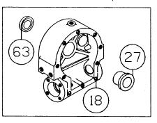 7. Check for signs of wear on gear teeth. If replacement of gear is necessary, gear must be replaced as follows: a. Press gear ( item #14) from shaft (item #22). b. Examine shaft keys and keyways.