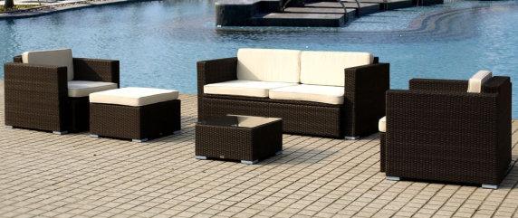 tempered glass top 5mm Capacity 36 sets / 40 HC H1502 PE Wicker Outdoor Lounge Set SET = 2x Single Sofa, 1 x