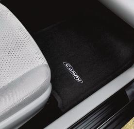 The mats are constructed of durable nylon and include an embroidered Camry logo patch. nibbed backing and quarter-turn fasteners help keep them in position.