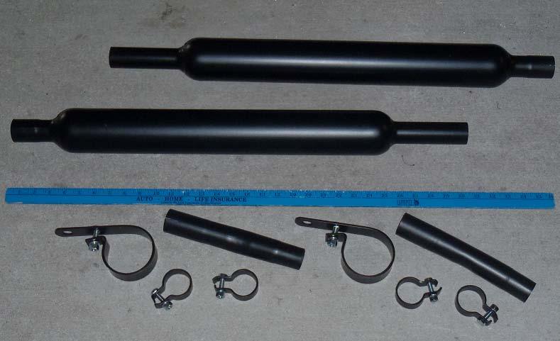 Modtop Performance Black Mufflers for Ural Motorcycles Tools Required: 13 mm, 14 mm, 19 mm Socket Set and Box Wrench Hammer Block of Wood Black Powder-Coated Mufflers Step 1: Make sure the pipes will