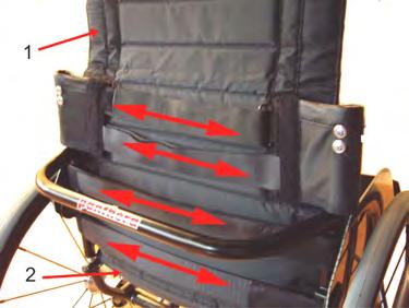 If you tighten the adjustment screws the backrest will tilt backwards. It is important to adjust both sides equally to avoid the backrest tubing becoming crooked.