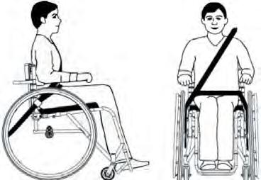 The wheelchair should always be attached in the vehicle using a 4-point belt.