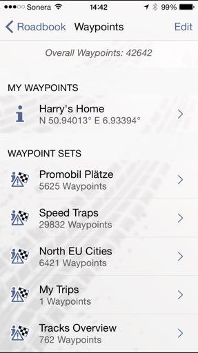 2nd Level Roadbook Administration Camper includes Waypoint management to allow you to do