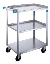 Stainless Carts Stainless Steel Angle Leg Carts: 3-Shelf Ideal for constant usage with light to moderate loads. Available in 200 lb. and 400 lb. capacity. In stock, ships ready to use.