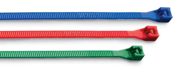 Standard Colored Cable Ties Use colored ties for wire bundle identification. Self-locking cable ties are recognized under the Component Program of Underwriters laboratories Inc.