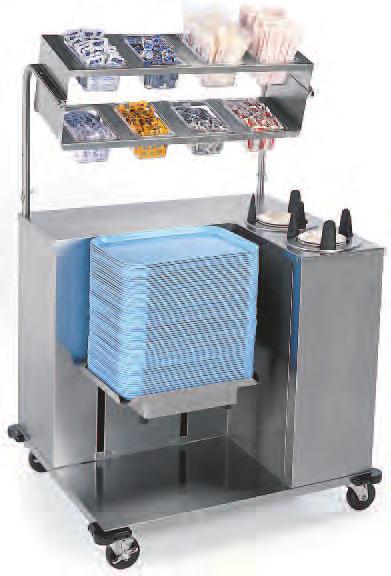 MOVING FOODSERVICE FORWARD tray starter mobile stations STAINLESS STEEL A mobile station puts tray make-up items at your fingertips for efficient,