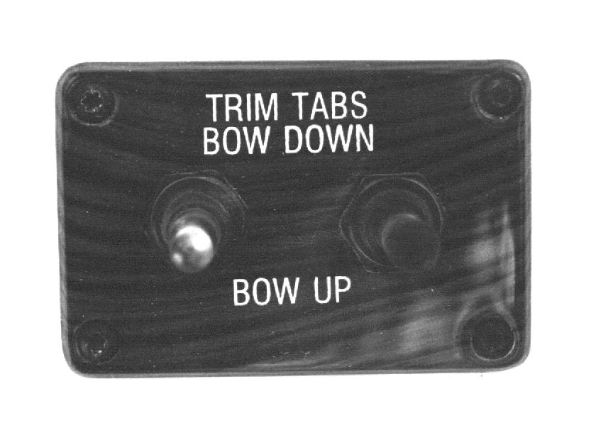 Before leaving the dock, make sure that the tabs are in the full UP position by holding the control in the bow up position for ten (10) seconds.