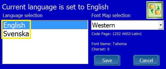 Your language will appear in the list. Just select the proper language and press Save button. Also the code page must be according with the language selection (e.g. for Czech language, select Eastern Europe code page) Finally, restart the software and the change will take place.