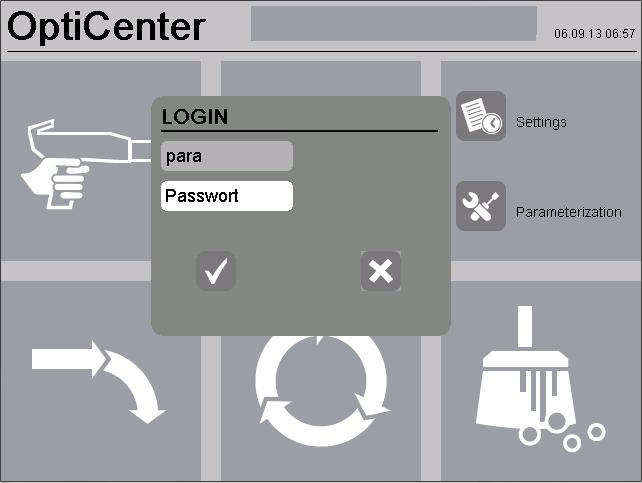 4. NOTE: The login screen for parameters also