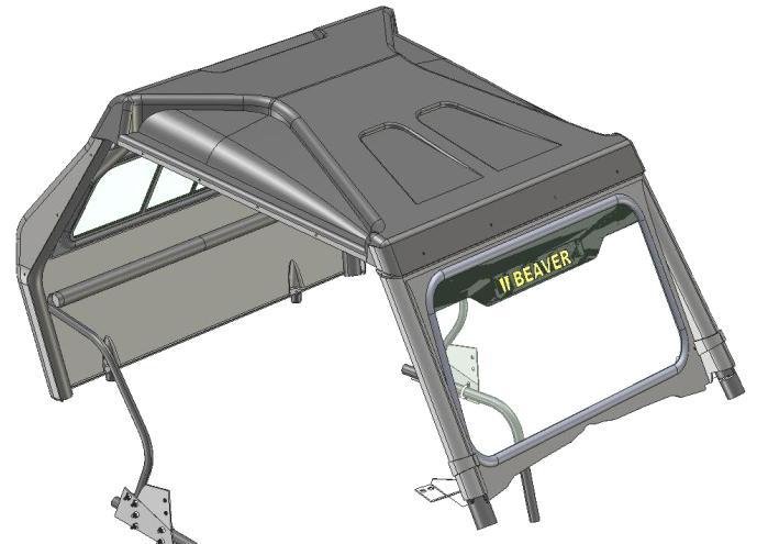Ensure roof sits properly onto roll cage and rear panel.