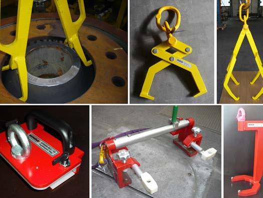Wheel tyre grippers for horizontal and vertical transport Brake disc grippers Special load handling devices Load handling devices for safe transport of complete wheel sets with special roller