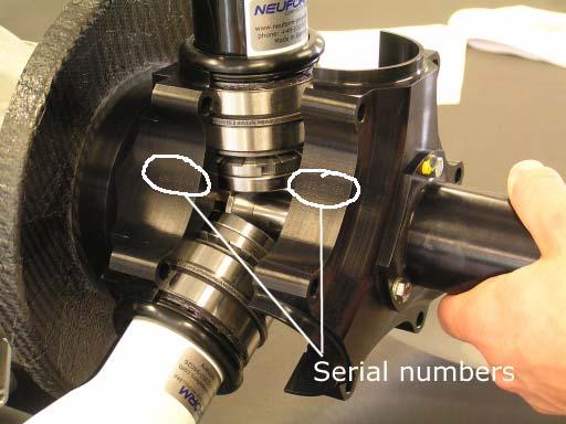 Position the upper half of the hub so that the serial numbers are facing each other (picture).