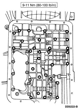 Page 8 of 9 11. Tighten all the accumulator body, main control valve body, and solenoid body nuts and bolts. Tighten the bolts working from the center to the outside. 12.