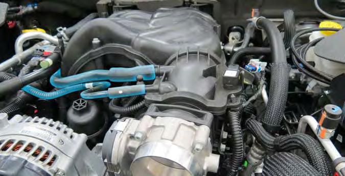 Remove the passenger side PCV hose and the EVAP hose from the