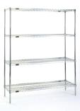 Wire Shelving Starter Units with Posts & Shelves Contact Us for other finishes: Stainless, NSF finishes & more Kit Consists of Either 4 or 5 Shelves & 4 Posts Model Description HS-W-18362 Four