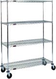 Mobile Shelving Four Shelf Starter Kit Four Posts, Four Shelves on Stem Casters with Donut Bumpers & Optional Cart Covers Fast Delivery and Ships from one point as a complete kit!