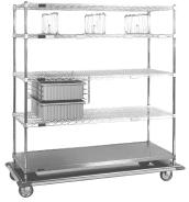 MedX Central Supply Carts Wire With Solid Base Model HCS-100 Solid Base with Bumper 2 Totes on Glides, 3 Shelves & Top Shelf Optional Cart Cover Model HCS-100-1 DC-216070 HCS-102-1 DC-214870