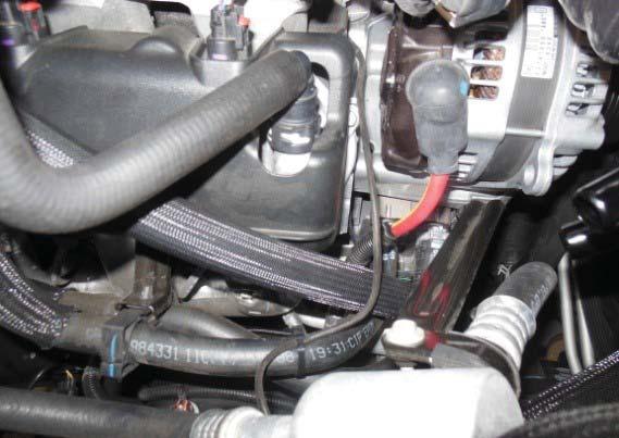 installation. If you choose to connect the sensor post install, it may be helpful to swing the alternator out of the way, as shown to the right. 150.