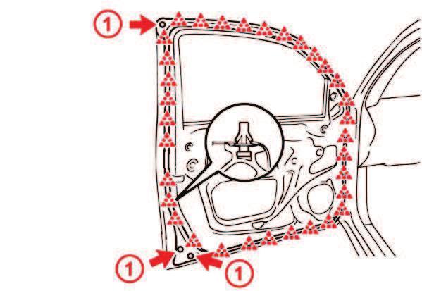 T-SB-0170-16 Rev1 December 2, 2016 Page 3 of 7 2. Remove the front door check assembly. A. Remove the bolt. B.