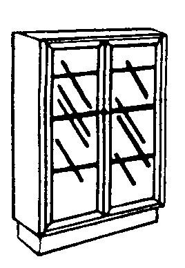 Shelves 150# 2647 3071 3124 3177 3256 Den Master with Hinged Glass Double Doors #1154DD 52½ H x 41 W x 11¾ D, 3 Adjustable Shelves ea.