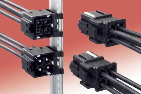High Current, Plastic Power Supply Connectors EM Series Attachable to DIN rail Back mount type Front mount type Features.