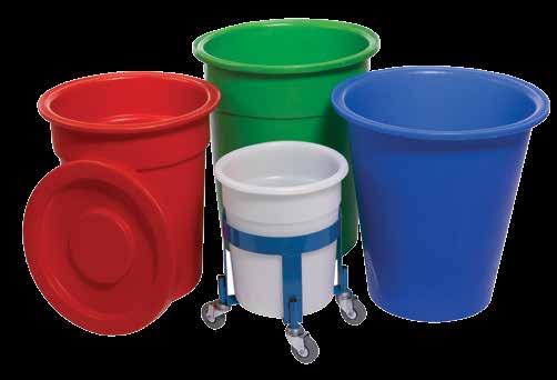 Materials Handling - Bins Tapered bins Lightweight Nestable Space saving Loose fitting lids available Steel supporting dollies available RG0012 RG0101 RG0201