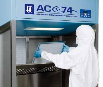 1/Protection from Exposure to Allergens The AC74 is an allergen control booth that prevents allergens from spreading in the changing area, protecting both operator and environment.