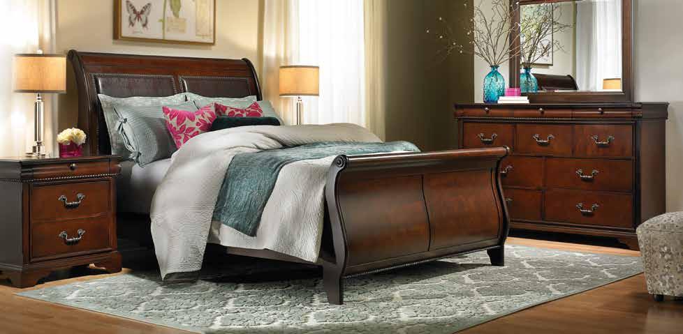 799 MARKET 1594 LOUIS PHILIPPE UPHOLSTERED QUEEN BEDROOM Elegant queen sleigh bed with upholstered headboard