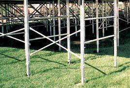 Build-Up Frames Combine 4 high build up frames with standard 1-1/2 legs to reach stage heights of 8. Two frames can be stacked to achieve higher applications.