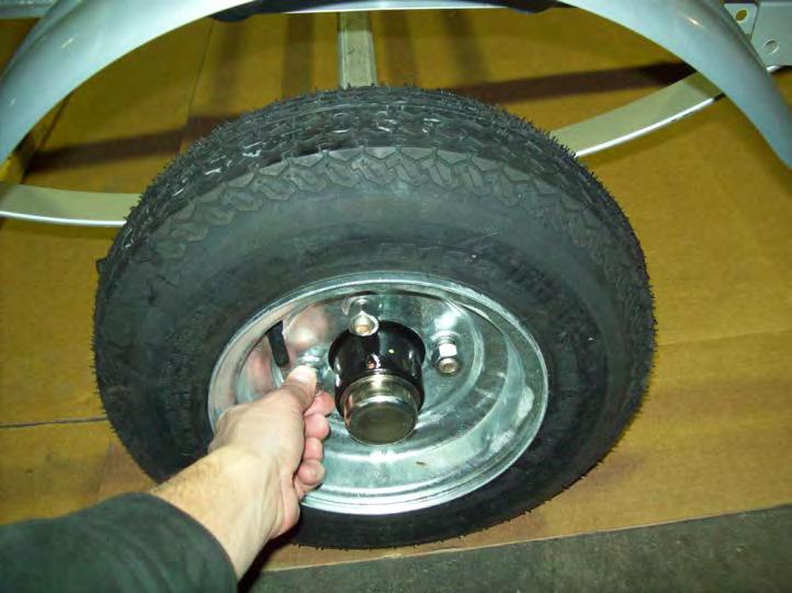 Install the wheels with the valve stems