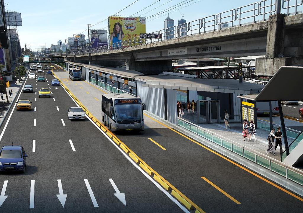 BUS RAPID TRANSIT (BRT) SYSTEM Dedicated roadway for buses in the median lane Fast and
