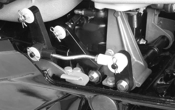 Throttle actuating lever, cotter pin retainer, and washer d - Shift link e - Bolt securing harness retainer bracket 5.
