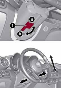 STEERING WHEEL 14) 15) ADJUSTMENTS The steering wheel can be adjusted both in height and in depth. ELECTRIC STEERING WHEEL HEATING (where provided) With ignition device at ON, press the fig.