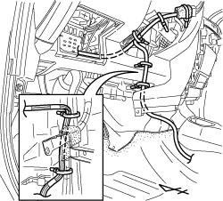 Route and secure the V3 harness to the vehicle harness with two medium wire ties behind the center cluster in the drivers