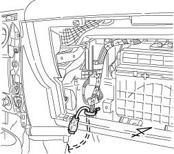 4. Route and secure the V3 harness to the vehicle s bracket with one medium wire tie behind the center cluster. (Fig. E 4) i.