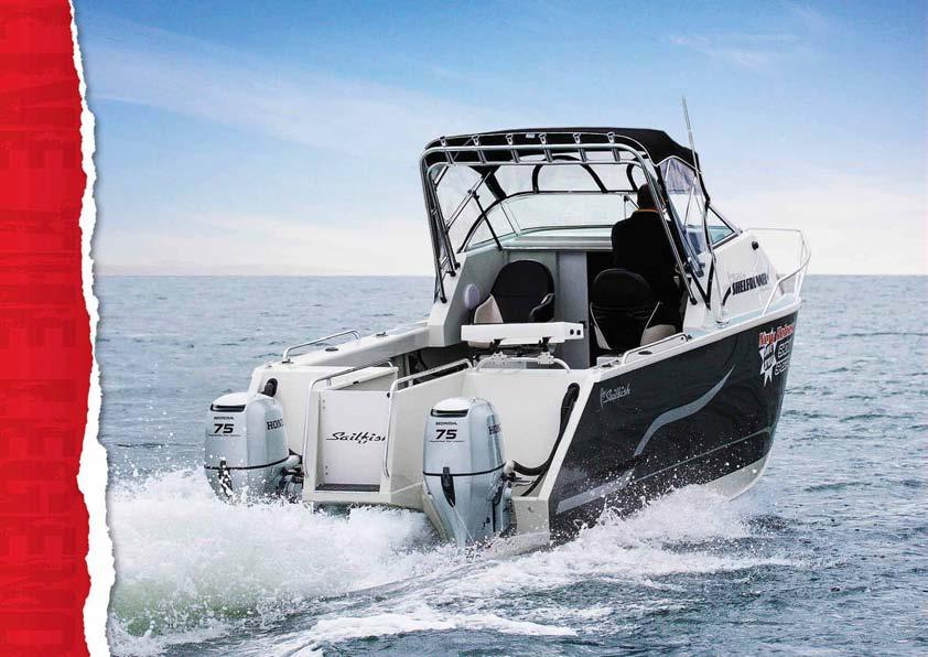 14 powerful performer honda s bf75 and bf90 outboards are based on The same engine ThaT powers honda s number one selling motor vehicle, The jazz.