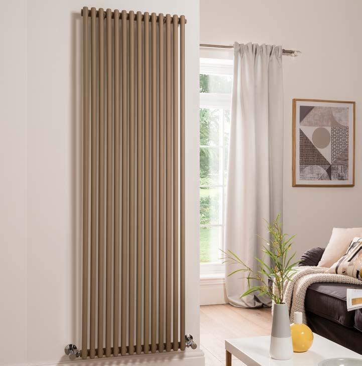 26. CONTEMPORARY RADIATORS VERVE Available in four colours, from left to right; White, Anthracite, Quartz & Ancient Bronze.